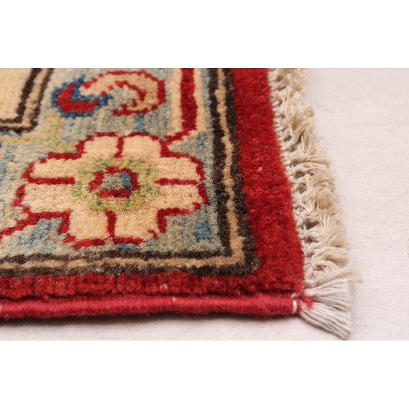 One-of-a-Kind Al? Tapis crème / rouge noué à la main 6 pi 7 po x 9 pi 7 po