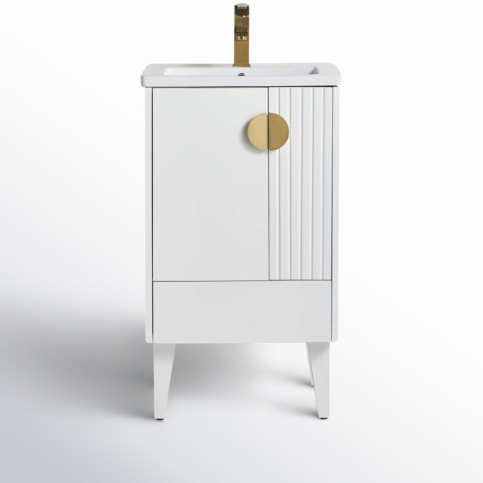 Saimah 20'' Single Bathroom Vanity, White Matte, Satin Brass