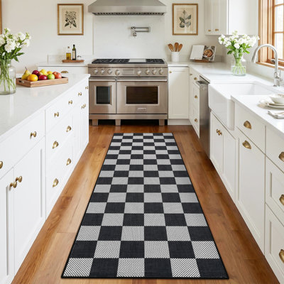 Tapis multicolore à carreaux lavable avec envers antidérapant