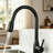 Matte Black Single-Handle High-Arc Kitchen Sink Faucet, Four Water Flow Modes, Stainless Steel Single-Layer Pull-Out Spray Head.