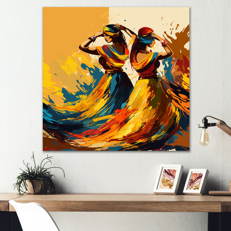 Indian Art Punjabi Bhangra - Indian Art Metal Wall Art, 16" H x 16" W