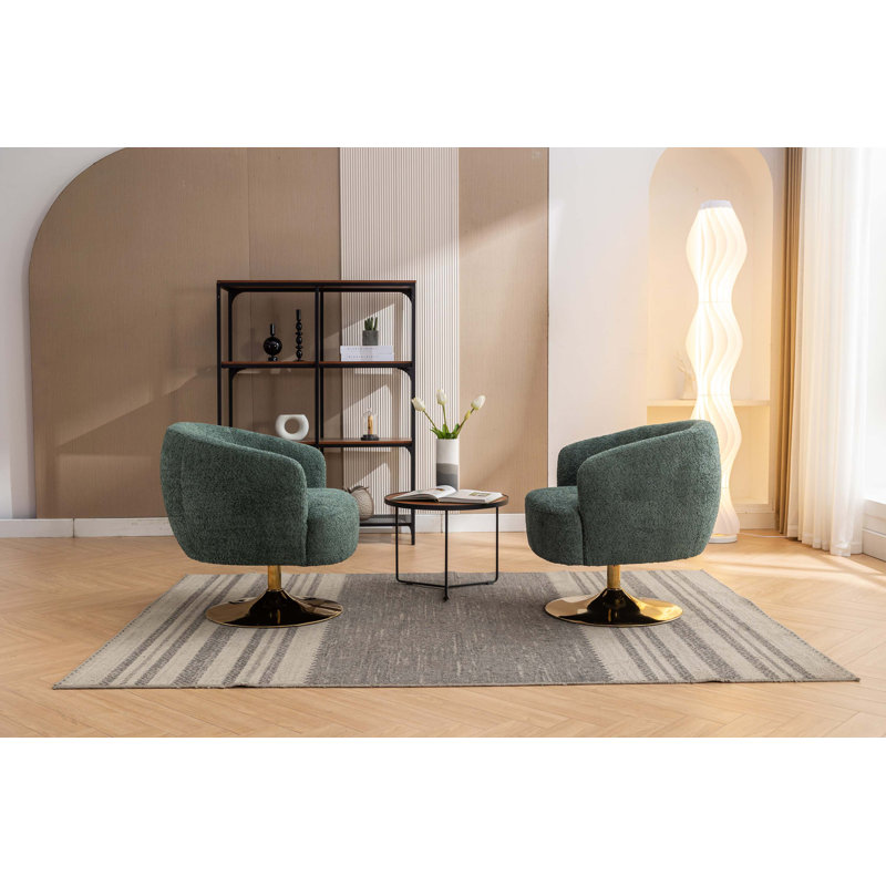 Fauteuil pivotant en chenille avec base ronde en métal