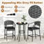 3-piece Patio Rattan Bar Set Wicker Bar Height Armchairs & Round Table 