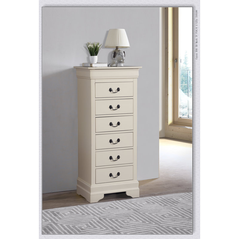 Commode pour la lingerie avec bases sculptées et tiroirs durables Louis Phillipe G3175-LC, parfaite pour les chambres à coucher traditionnelles