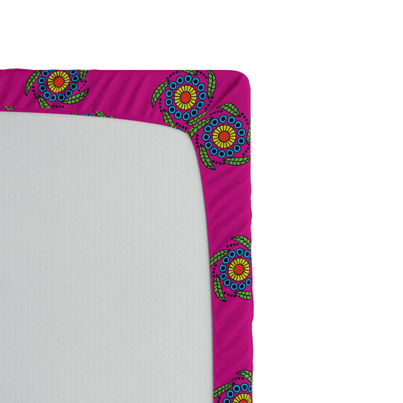 Microfiber Floral Fitted Sheet, Queen Fitted Sheet, Pink Ethnic Floral