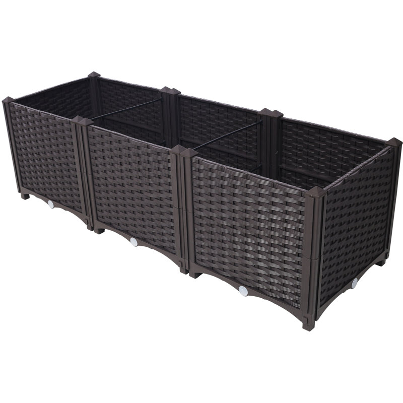 Deep Raised Garden Bed Plastic Planter Boxes For Vegetables Flowers Herbs And Succulents,Self-Watering Planter Box Raised Bed To Grow Flowers, Herbs & Vegetables, 47.2" L X 15.7" D X 14.7" H