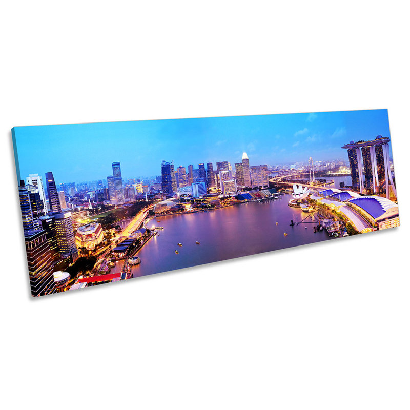 Singapore City Skyline - Wrapped Canvas Panoramic Print, 30.48cm H x 91.44cm W