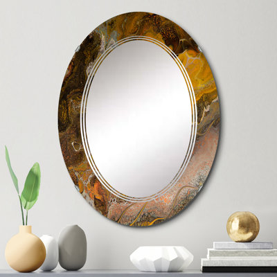Miroir mural orange, noir et gris