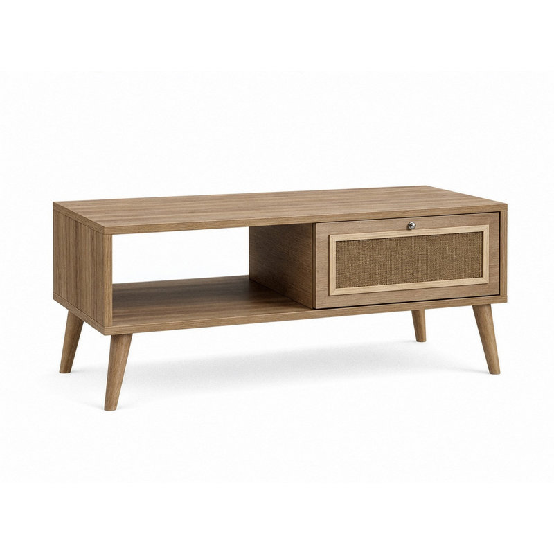 Modern Coffee Table with Additional Storage, 21.7 x 39.4 x 17.7 inches | 100% Melamine Coated Chipboard & MDF, Soft-Close Doors, Hornbeam Legs | Scandinavian Design for Contemporary Living Rooms
