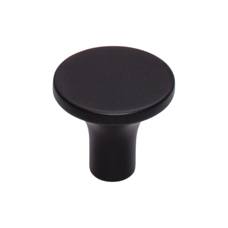 Marion 1" Diameter Round Knob, Flat Black, 1 1/8" Knob Diameter