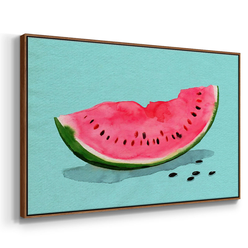 Summer Watermelon II, peinture sur toile encadrée, H 17 po x l 25 po x P 2 po, Cadre noyer