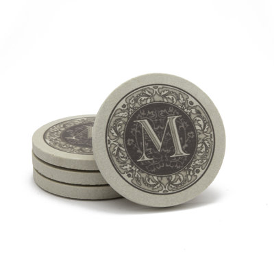 Monogram Letter 4-Pack Natural Sandstone Coasters