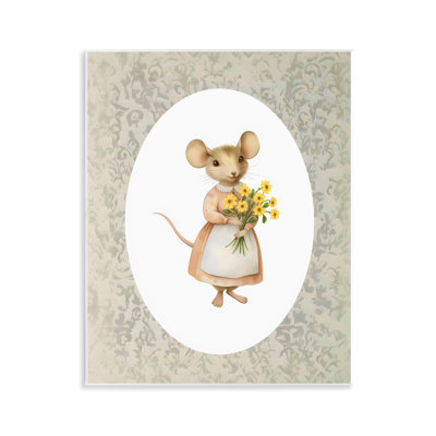 Little Mouse with Flowers Wall Plaque, design by Arlington Prints