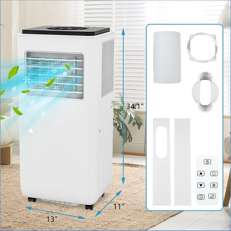 Portable Air Conditioner With Cooling, Dehumidifier and Fan, 3-In-1 Portable Air Conditioner With Remote Control, Cools Up to 350 Sq. Ft. 24-Hour Timer/Sleep Mode, Bedroom/Office