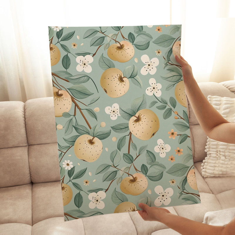 «Food and Kitchen Apples Pattern III», reproduction d'art moderne sans cadre, H 16 po x l 12 po