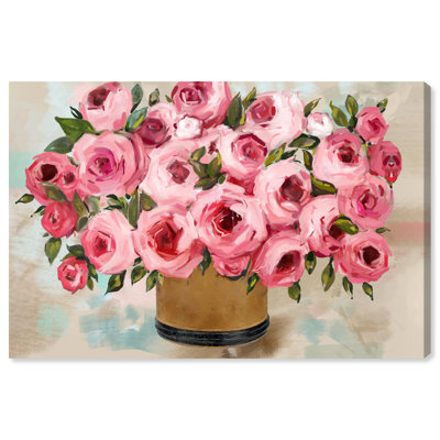 Pink Peonies Bouquet Canvas Colorful Floral Art by Hokku Designs