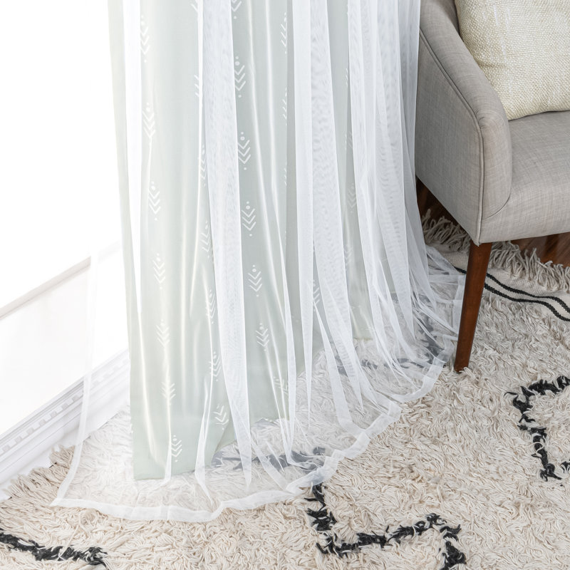 Rideau obscurcissant en polyester Kariyah, Sauge, L 52 po x L 96 po