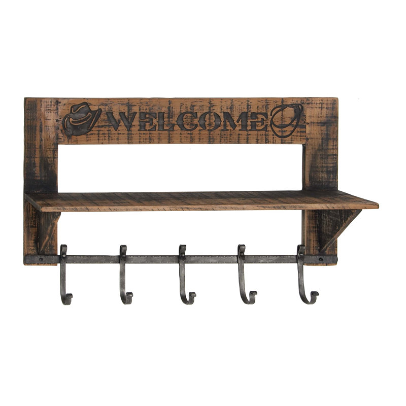 Porte-manteau mural rustique welcome Berthiaume