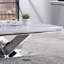 Table basse 1 pièce moderne en métal avec plateau rectangulaire en faux marbre 18 mm avec structure en V et structure en métal en acier inoxydable avec finition chromée de style glamour