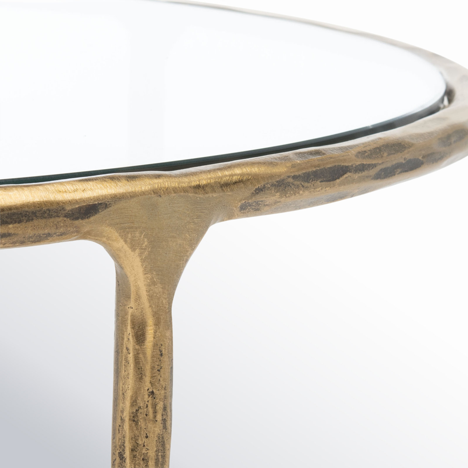 Evelynn 36" Coffee Table, Brass, Clear, Glass