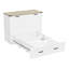 Lit plateforme double pliable pleine grandeur avec appareil de charge et boîte de rangement abondante, armoire blanche pour chambre d'amis compacte avec grand tiroir et petit port