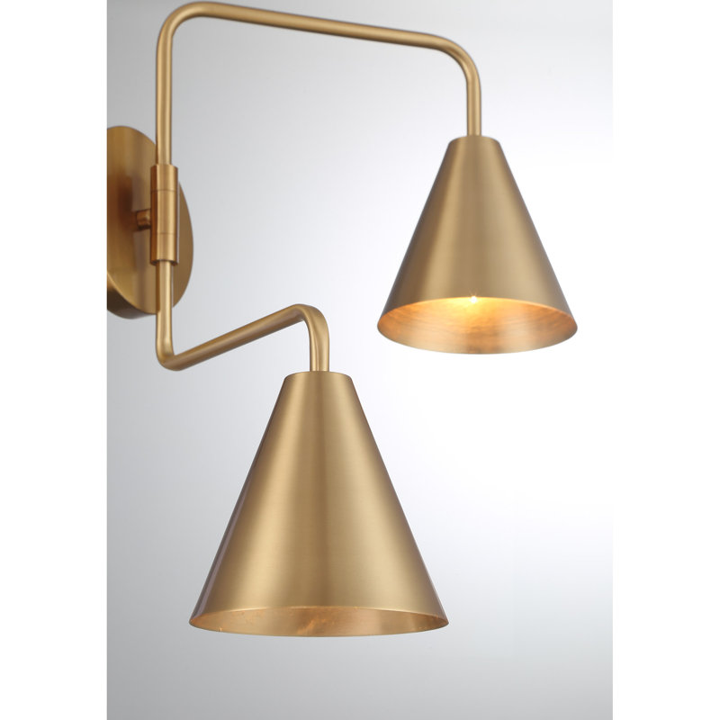Emilyne 2-Light Adjustable Wall Sconce in Brass, Brass