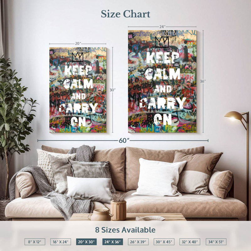 Tergel Keep Calm And Carry On, H 36 po x l 24 po