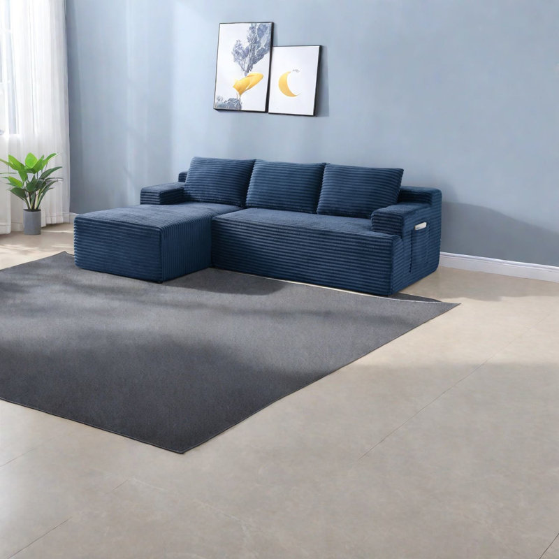Canapés modulaires en velours côtelé de qualité supérieure, confort bleu, style modulaire pour des espaces de vie polyvalents