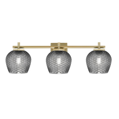 Barre d'éclairage de salle de bain 3 lumières Fausley avec verre texturé turquoise 6 po