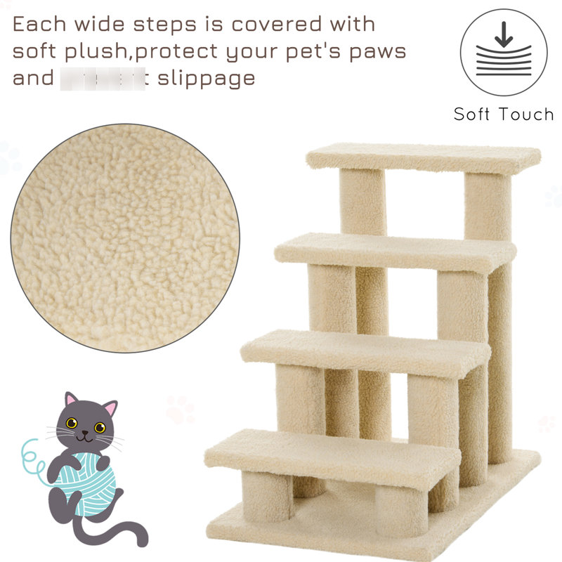 Escalier pour chat multi-niveaux à 4 niveaux pour chat en beige, 25 pouces