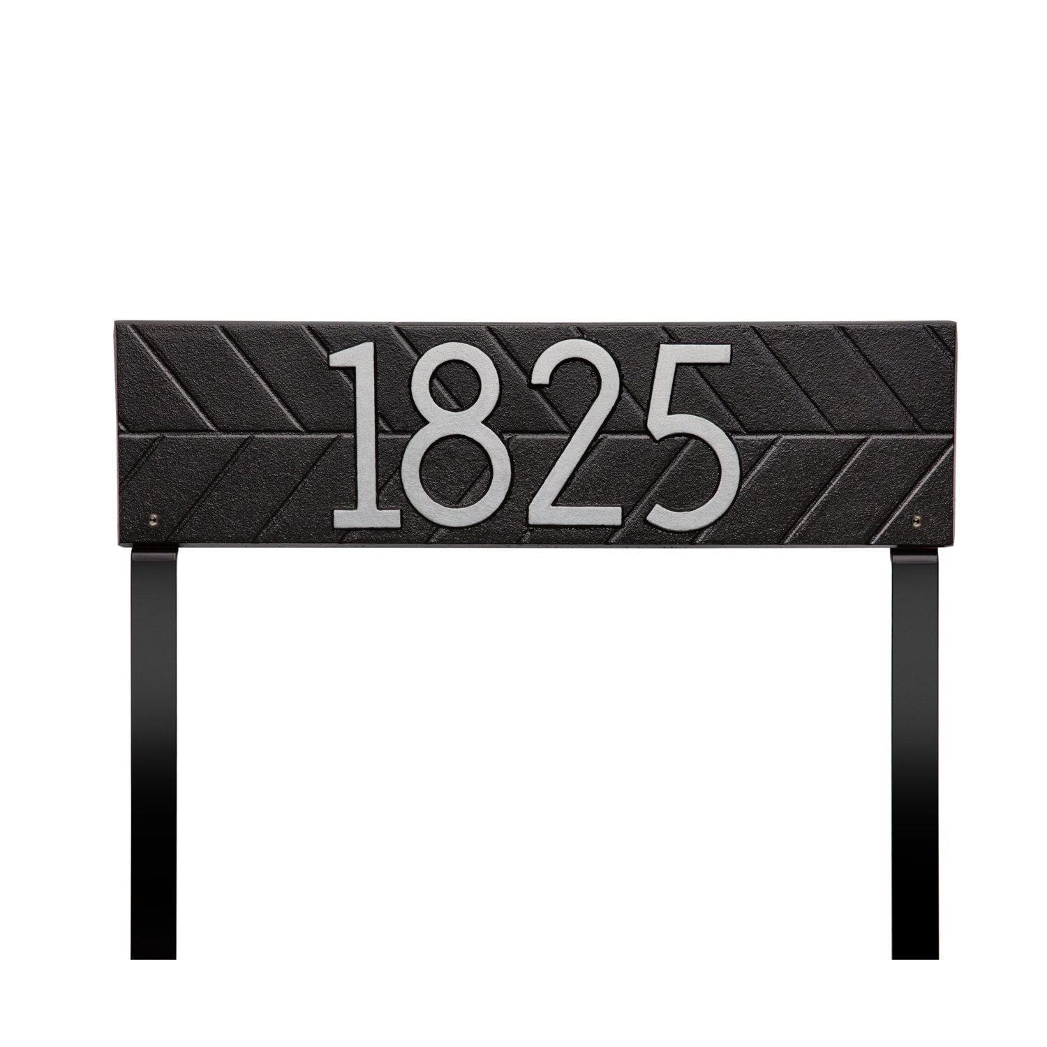 Mid-Century Modern Lawn Address Plaque, Black/Silver, Yes