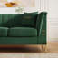 Canapé de style Chesterfield 3 places 82,67 po en velours vert avec 2 coussins-550896234