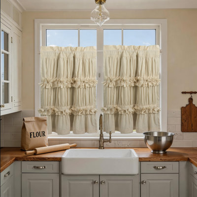 Paquet de 2 rideaux de cuisine Ruffle