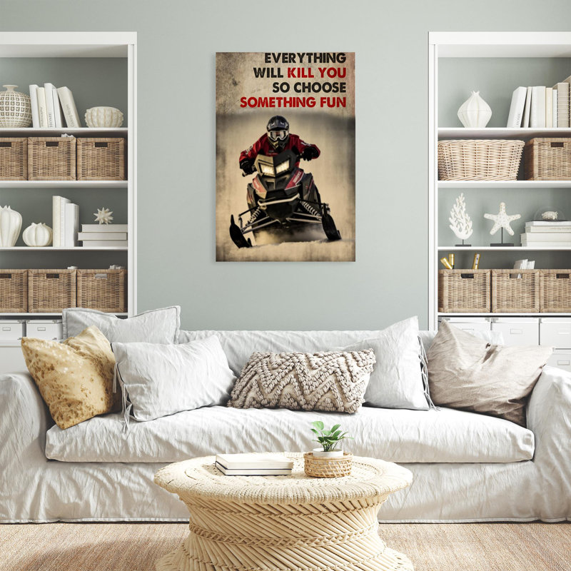 «Snowmobile Racing So Choisissez Quelque chose amusant», reproduction d'art rectangulaire sur toile tendue sur toile tendue
