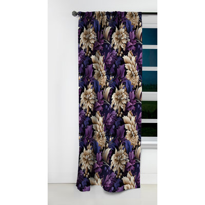 Purple Flowers Damask Fusion - Damask Curtain - Blackout Damask Curtain - 1 Panels