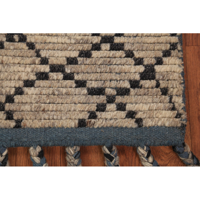 Striped Brown Moroccan Oriental Rug 2x3