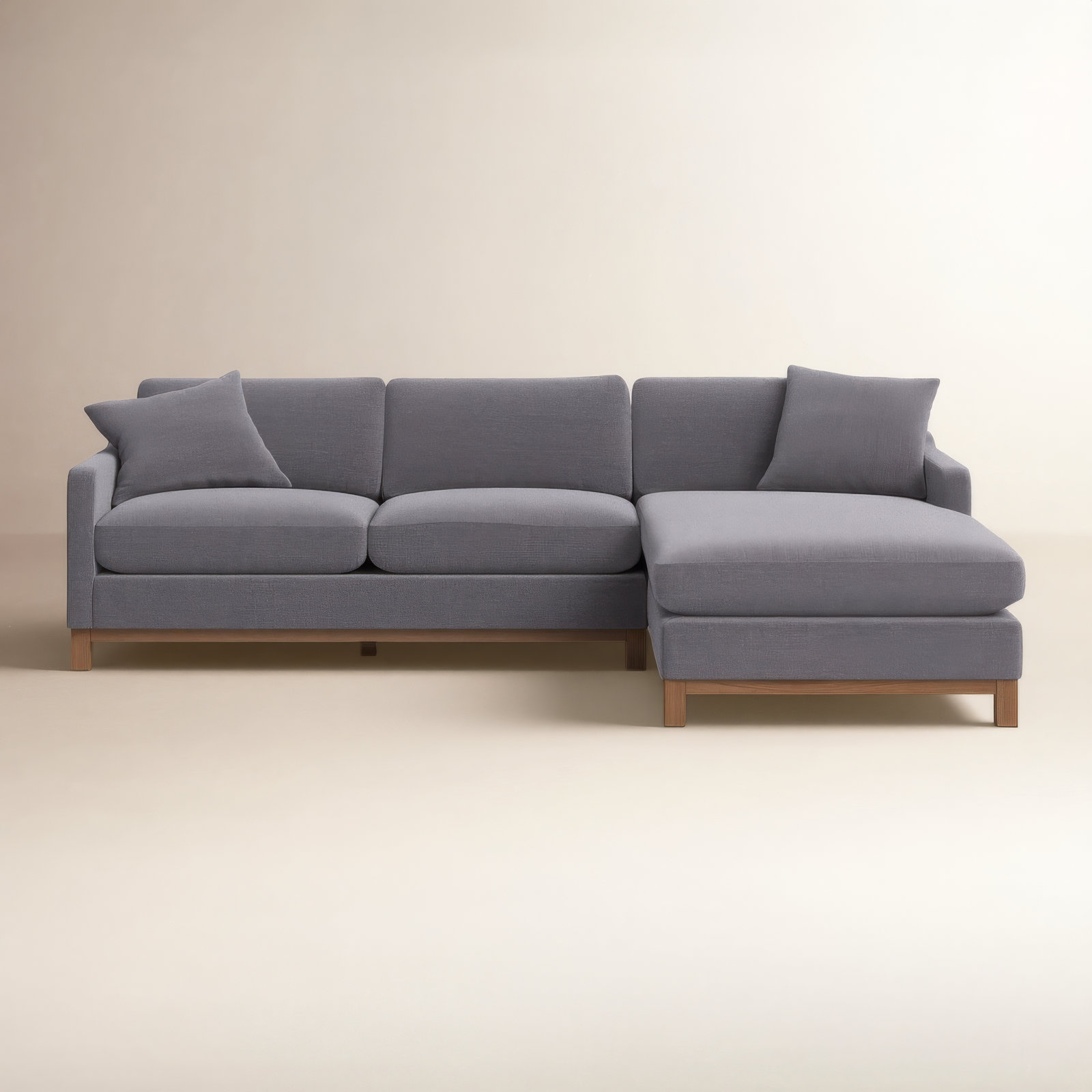 Cami 2 - Piece Upholstered Chaise Sectional, Pewter Performance Basketweave, Right Hand Facing