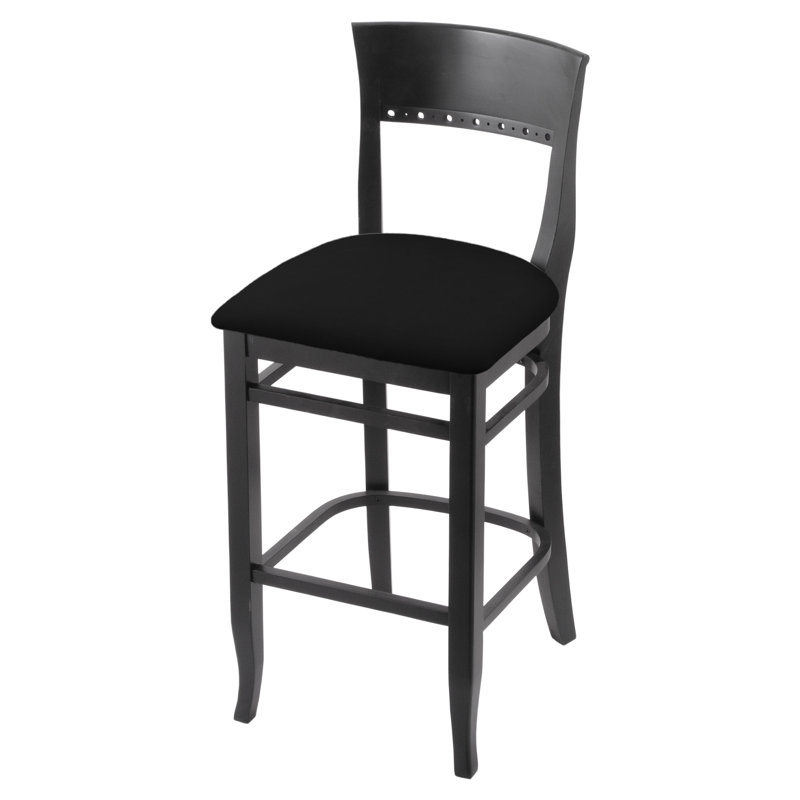 25" Bar Stool, Black Vinyl, Black