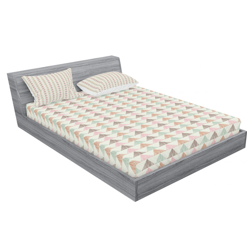 Ensemble de draps à motif géométrique, Ensemble de draps pour lit double avec un drap-hou