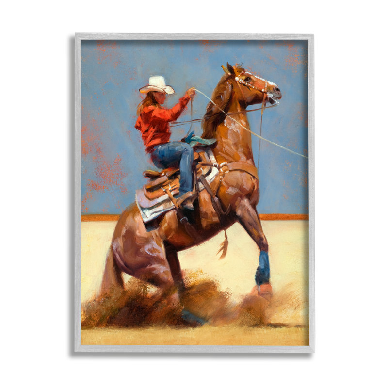 « Modern Cowboy And Horse» par Julie T. Chapman, H 30 po x l 24 po x P 1,5 po