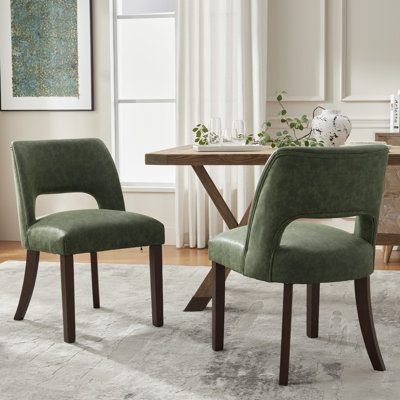 Faux Leather Upholstered Back Side Dining Chair (Set of 2)
