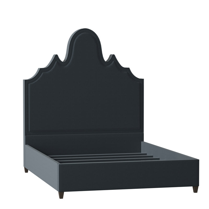 Amalie Upholstered Bed, California King, Sachi Deep Teal, Brown Mahogany