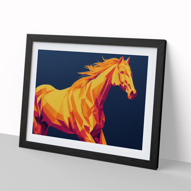 Delicious Horse Abstract - Single Picture Frame Print, Black, 34cm H x 46cm W x 2cm D