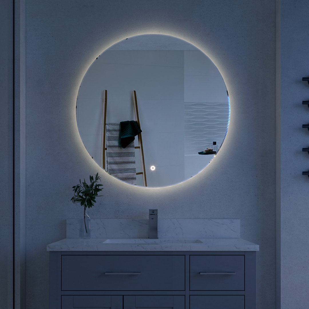Orri Round Wall Mounted Dimmable Makeup Bathroom/Vanity Mirror Orren Ellis