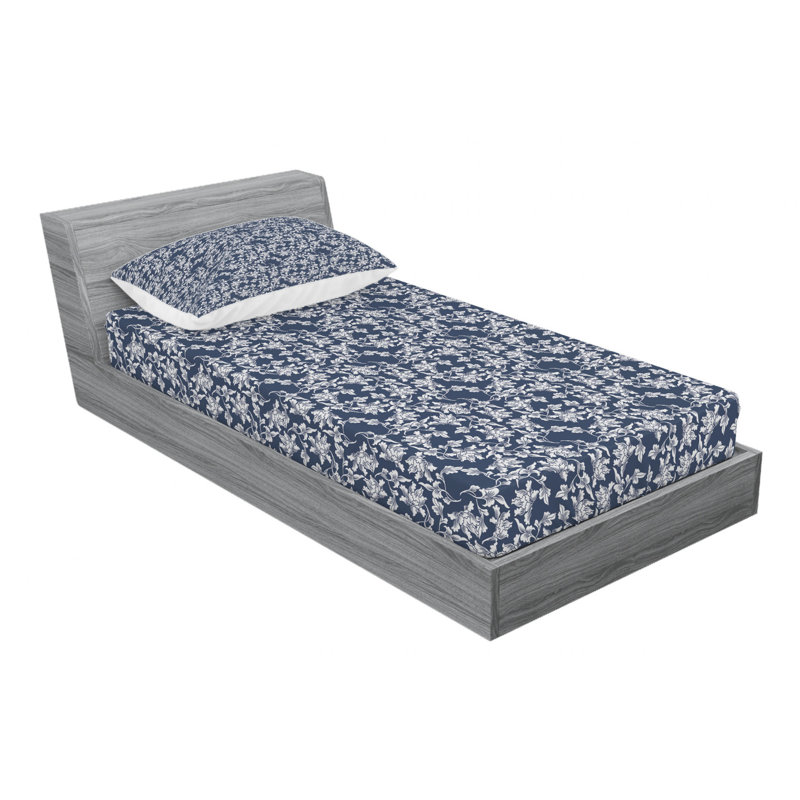 Microfiber Floral Sheet Set, Twin XL Sheet Set with Fitted Sheet, Light Blue Floral