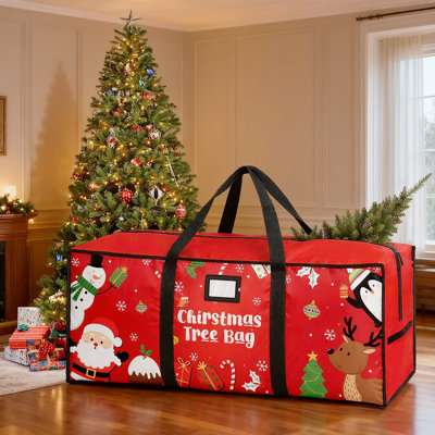 Christmas Tree Storage Bag For 7.5 Ft Artificial Trees - Heavy Duty 600D Oxford Fabric With Dual Zippers & Handles, Waterproof Xmas Holiday Decoration Organizer Container