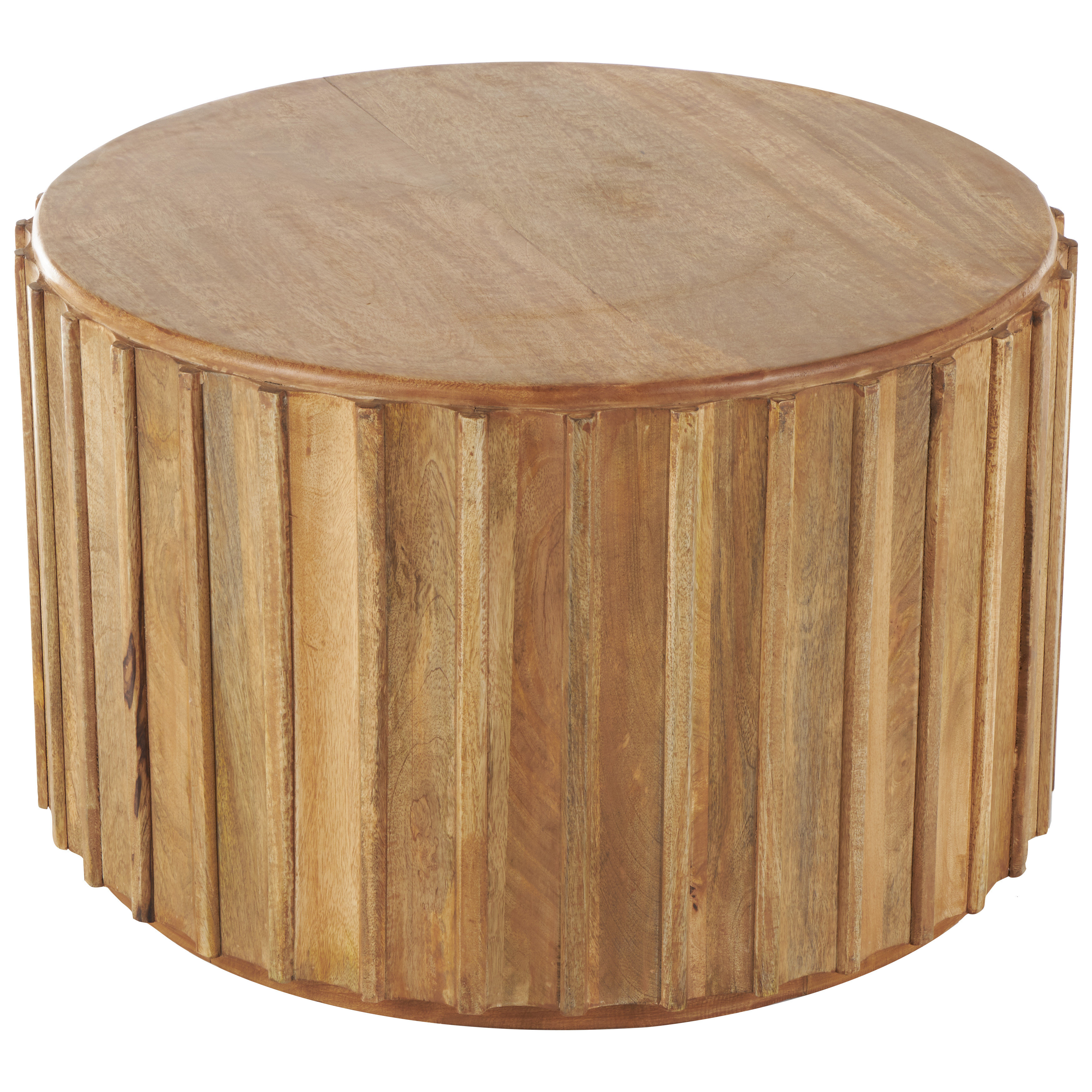 Millwood Pines Claree Mango Wood Handmade Concaved Curve Drum Side End ...