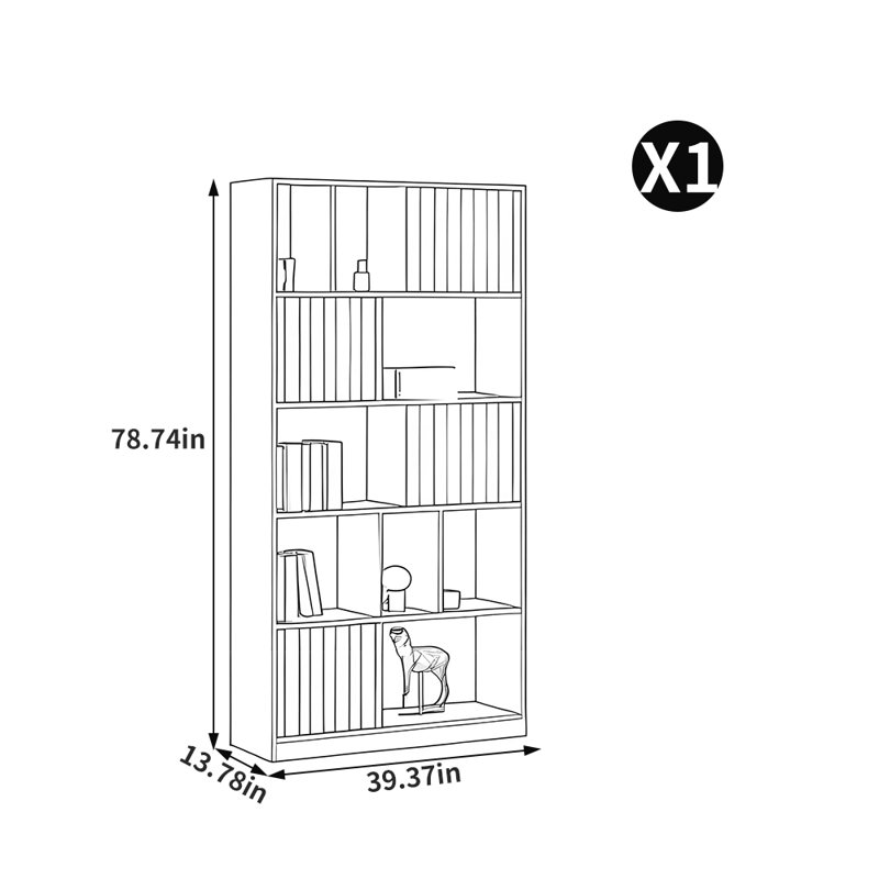 Petrimir, (5 tablettes) H 78,74 po x l 39,37 po x P 13,78 po, Brun