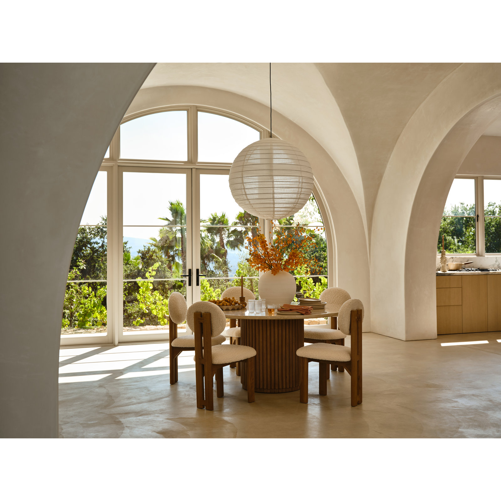 Marbrello 60" Round Marble Dining Table, Brown/Espresso Brown