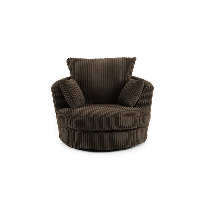 Stout Upholstered Swivel Barrel Chair, Brown